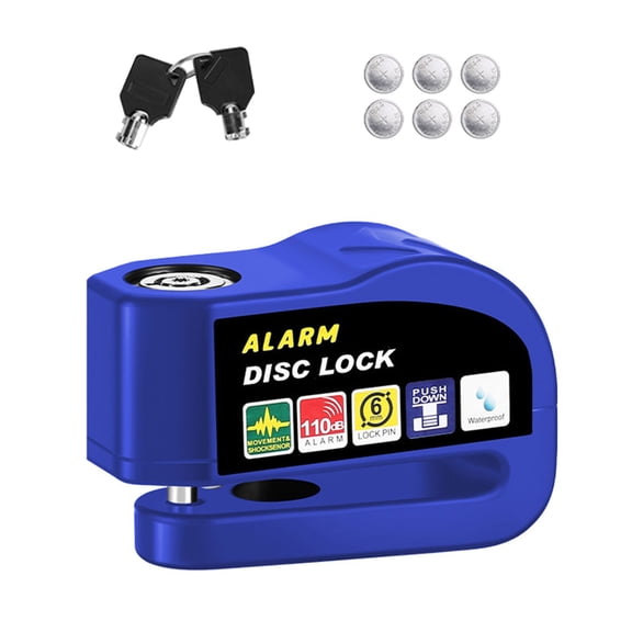 Hersfrd Bike Disc Brake Alarm 110dB Sound Anti Theft Wheel Disc Brake Lock Rustproof Waterproof Easy Operate for Motorbike Mountain Bikes Scooter (Blue)