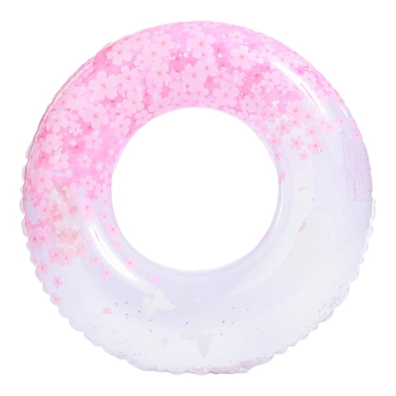 Hersfrd Cherry Blossom Inflatable Pool Float Inflatable Swim Tube Floaties Round Intertubes Pool Floating Tubes for Summer Beach Preppy Party Supplies (White 80)