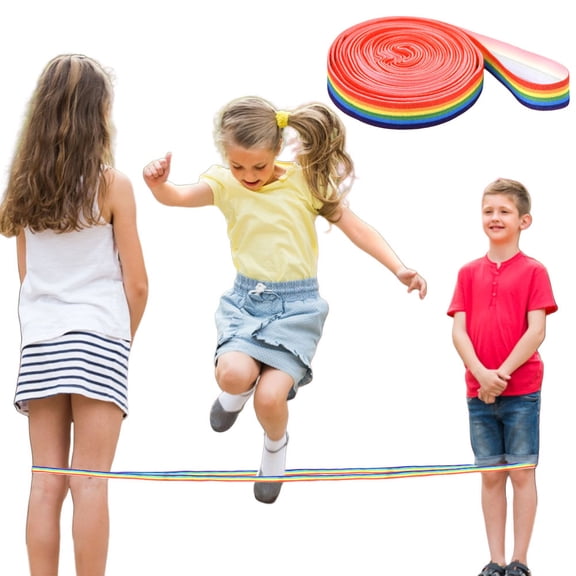 Hersfrd Chinese Jump Rope Rubber Elastic Jumping Rope Game for Kids & Adults (Rainbow)