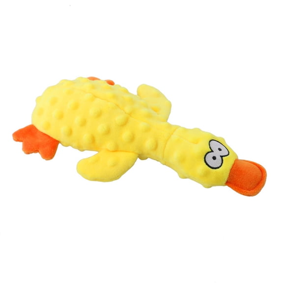 Hersfrd Cute Duck Dog Squeak Toys with Built-in Squeaker Puppy Teething Interactive Chewing Plush Toy for All Breed Sizes To Keep Them Busy (Yellow)