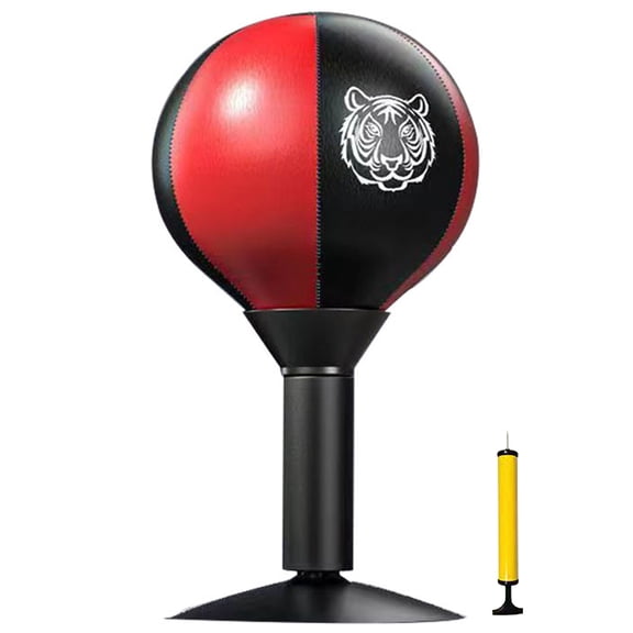 Hersfrd Desktop Punching Bag with Suction Cup Free Standing Buster (Black Red)