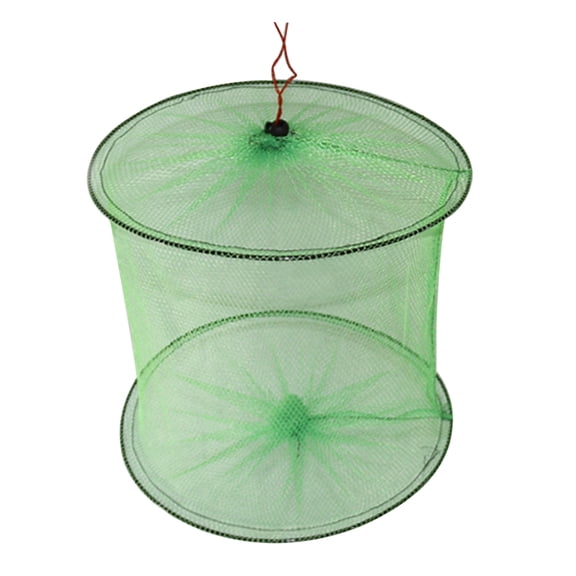 Hersfrd Foldable 2-Layer Fish Guard Nets Mesh Portable Nylon Fishing Trap Net Cage
