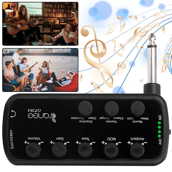 Hersfrd Guitar Headphone Amplifier Usb Chargable Carry- Plug-in Multi-effects Amp