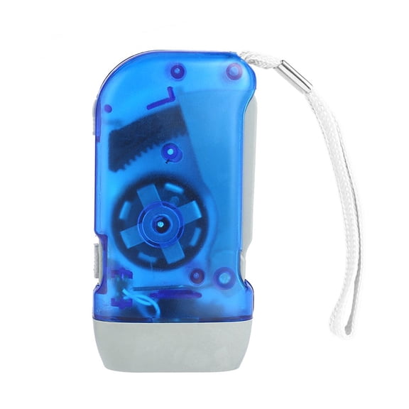 Hersfrd Led Hand Pressing Dynamo Flashlight Lamp Portable Hand Crank Torch (Blue)
