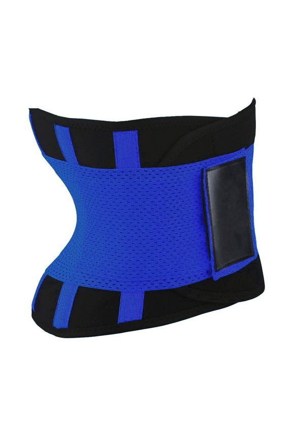 Magic Sticker Body Shaper Belt Elastic Adjustable Waist Trainer Band (L Blue)