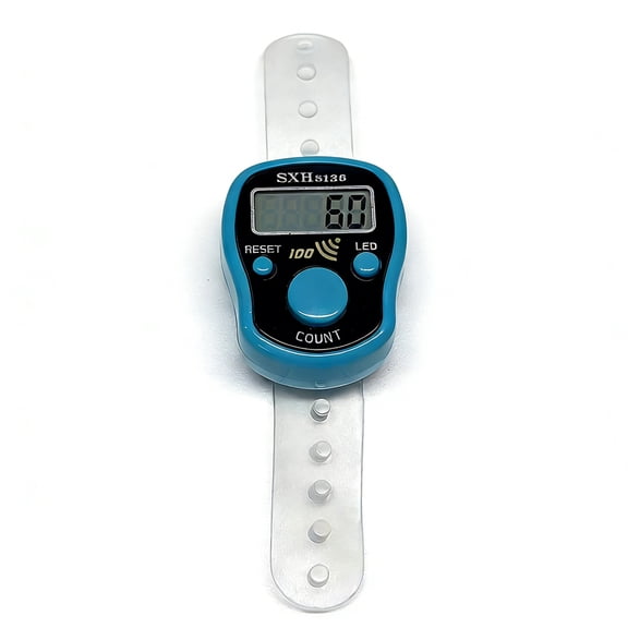 Hersfrd Mini Stitch Marker Row Finger Counter Lcd Digital Hand Tally Tools (Light Blue)
