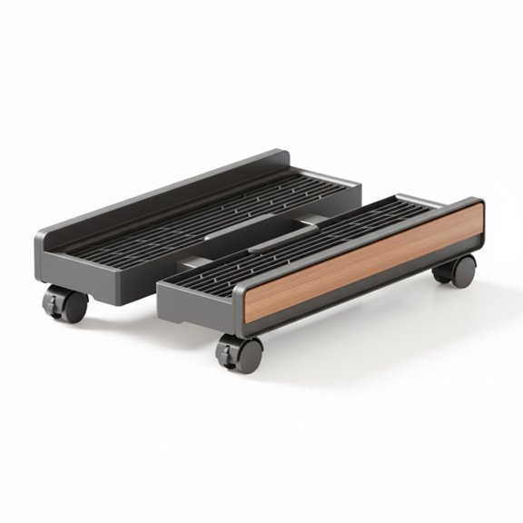 Hersfrd Pc Floor Stand with Locking Caster Wheels for Gamers And Students(wood Grain)