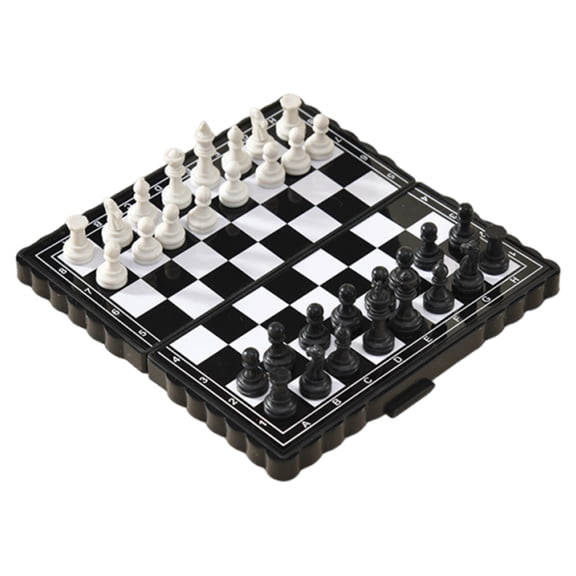 Hersfrd Portable Mini Magnetic Chess Set Reusable Folding Chessboard Board Game Foldable International Chess Games Outdoor Travel Camping Entertainment