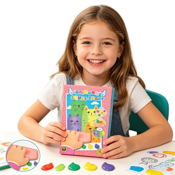Hersfrd Rainbow Squeeze Art Kit Magic Rainbow Scratch Paper Art Set Multifunctional Creative Squeegee Painting Kit Diy Postcards Scratch Arts for Beginner Toddlers (Pink 1)