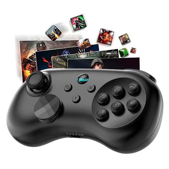 Hersfrd Six Button Wireless Controller Anti-drift Hall Effect Bt Gamepad Control Joystick with Turbo 800mAh Rechargeable for Switch Console Windows Pc (Black Without 8K Receiver)
