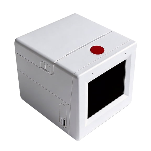 Hersfrd Smart Ai Voice Sticker Printer Box with Display Mini Thermal Label Printer for Home Office Study & Diy Projects 5 Rolls Paper Included (White)