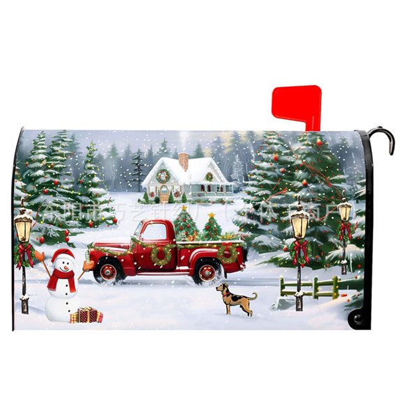 Hersfrd Winter Large Mailbox Cover Oversize Xmas Decor Letter Case Protect Sleeve (YX11)