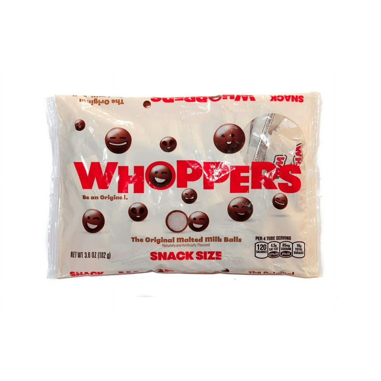 Hershey (1) Bag Whoppers Snack Size - The Original Malted Milk Balls -  Sweet, Crispy, Crunchy Core with Chocolaty Coating - Net Wt. 3.6 oz