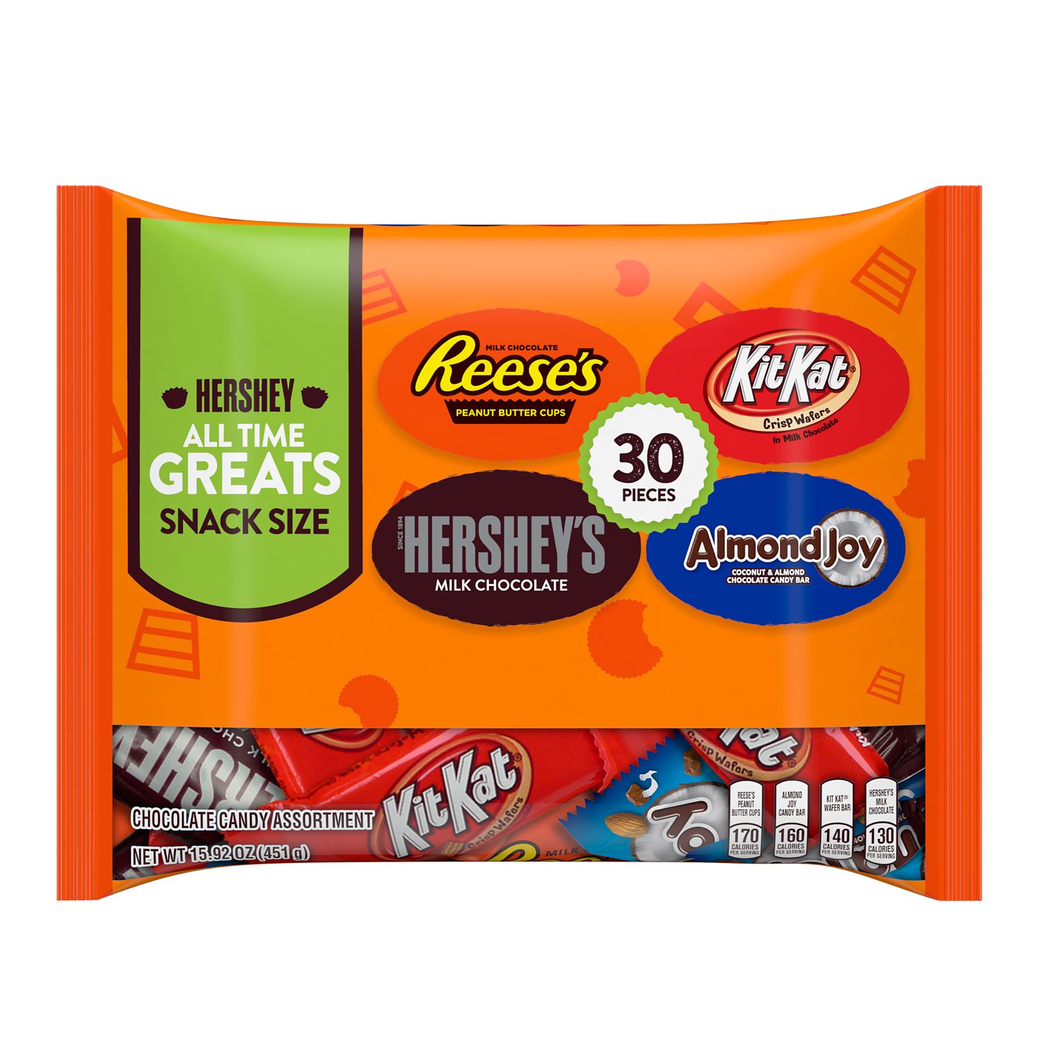 Hershey All Time Greats Chocolate Assortment Snack Size Candy, 15.92 oz, Variety Bag (30 Pieces) - image 1 of 6