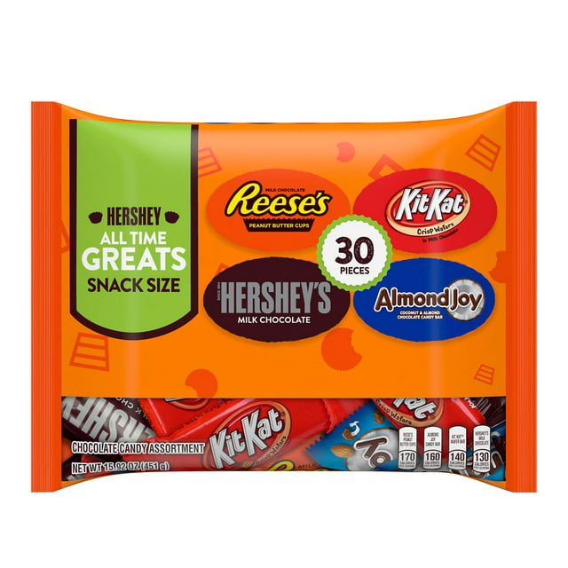 Hershey All Time Greats Chocolate Assortment Snack Size Candy, 15.92 oz, Variety Bag (30 Pieces)