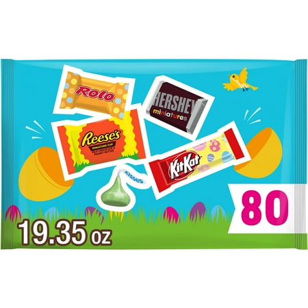 Hershey Assorted Chocolate Easter Candy, Bag 19.35 oz, 80 Pieces