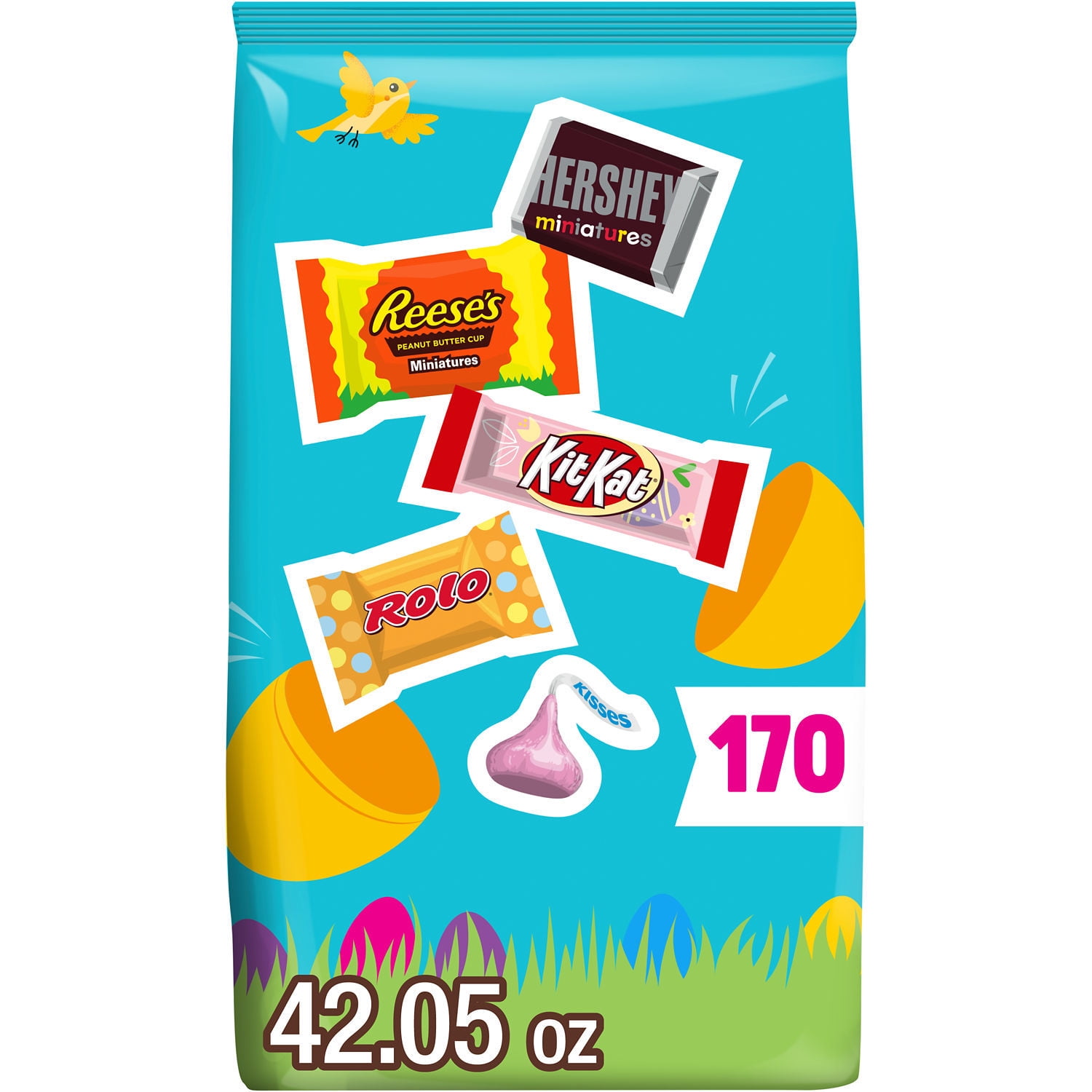 Hershey Assorted Chocolate Easter Candy, Bulk Bag 42.05 oz, 170 Pieces