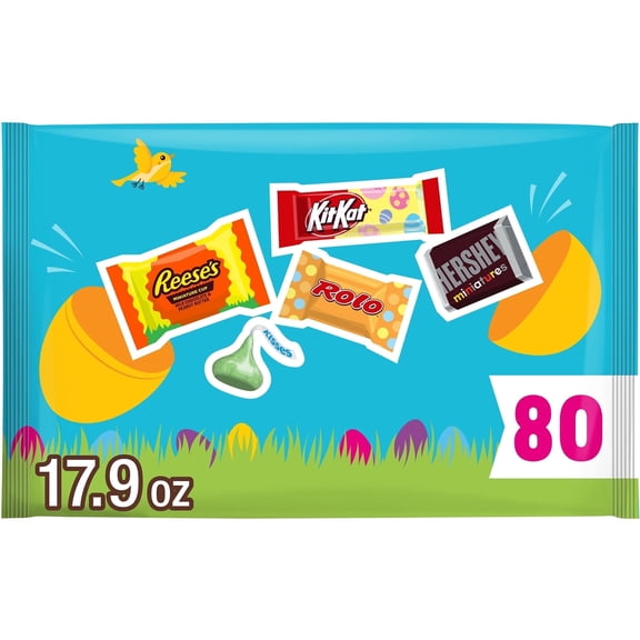 Hershey Assorted Chocolate, Easter Candy Variety Bag, 17.9 oz (80 Pieces)