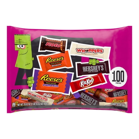 Hershey Assorted Chocolate Flavored Halloween Candy, Variety Bag 29.52 oz, 100 Pieces