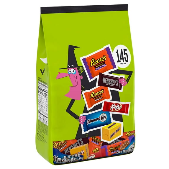 Hershey Assorted Chocolate Flavored Halloween Candy, Variety Bag 55.56 oz, 145 Pieces