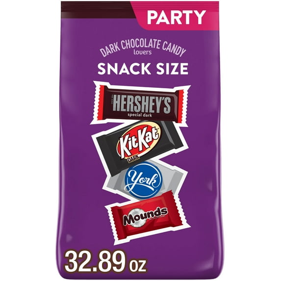 Hershey Assorted Dark Chocolate Flavored Snack Size Candy, Party Pack 32.89 oz