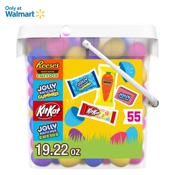 Jolly Rancher, Kit Kat and Reese's Assorted Flavored Easter Candy Bucket, 19.22 oz (55 Pieces)