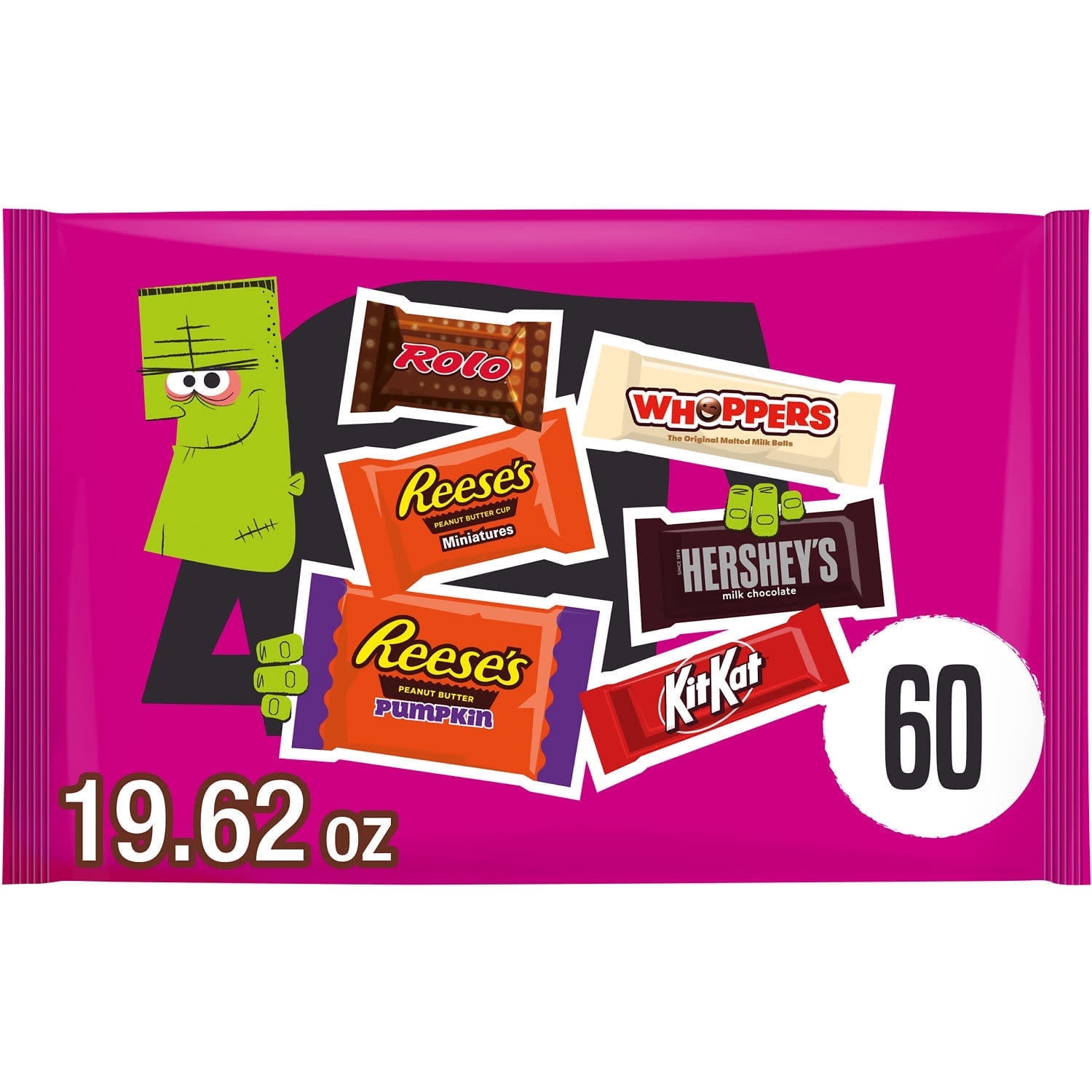 Hershey Assorted Flavored Halloween Candy, Bag 19.62 oz, 60 Pieces