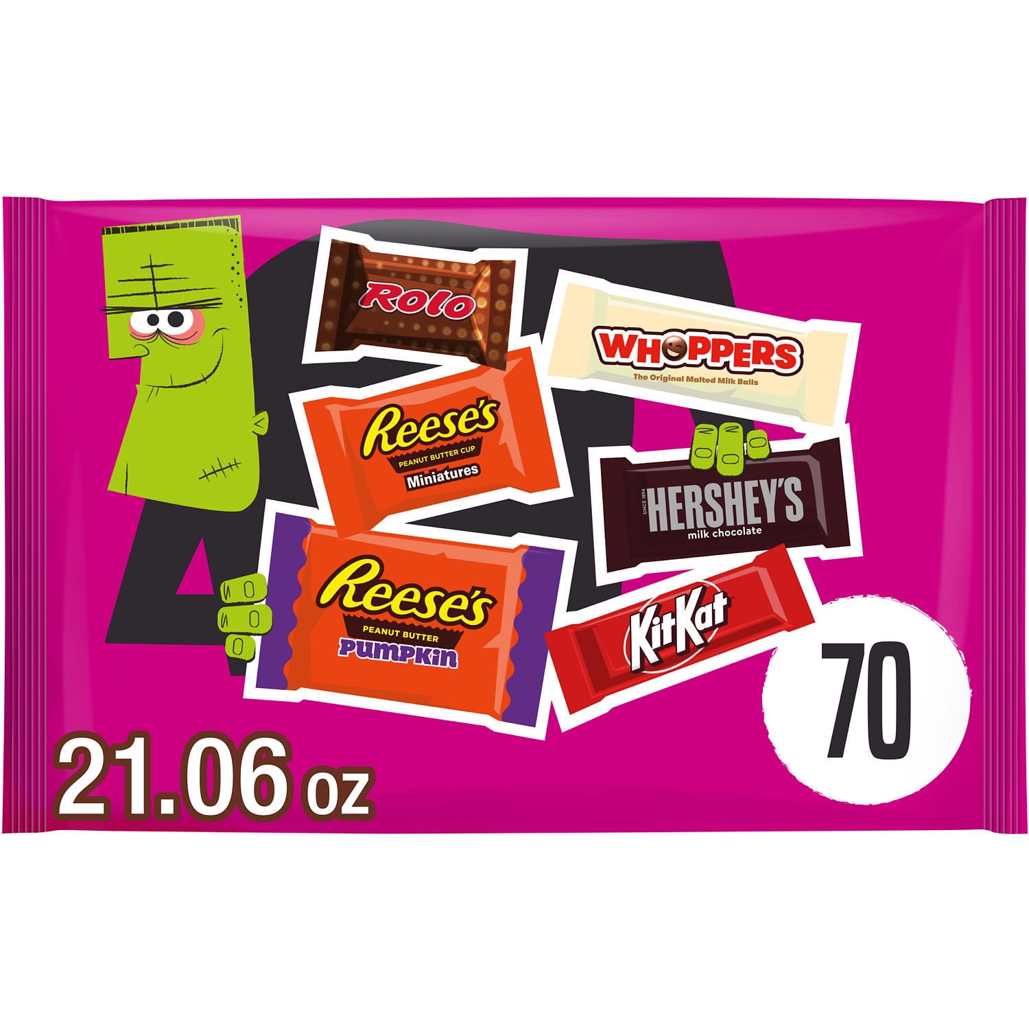 Hershey Assorted Flavored Halloween Candy, Bag 21.06 oz, 70 Pieces