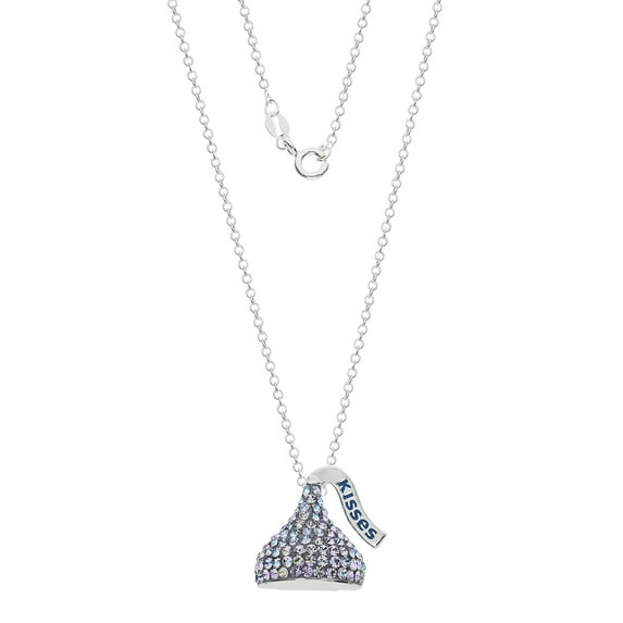 Hershey Kiss Iridescent Crystal Pendant Sterling Silver w/18" Chain 925 Gift Box