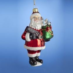 Kurt Adler Hershey'S Glass Santa W/Hershey Bar Ornament