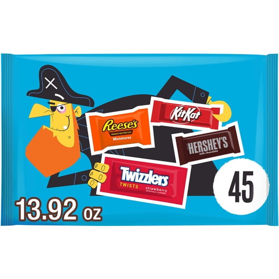 Hershey Miniatures Assorted Flavored Halloween Candy, Bag 13.92 oz, 45 Pieces