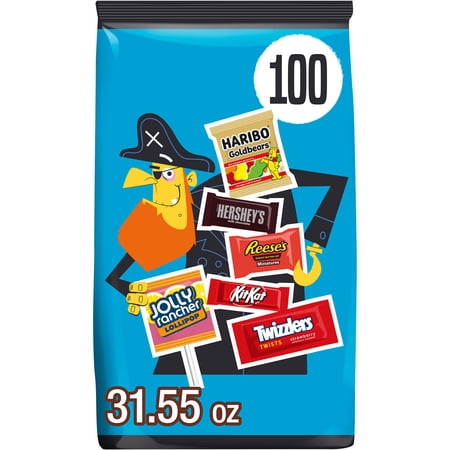 Hershey Miniatures Assorted Flavored Halloween Candy, Bulk Bag 31.55 oz, 100 Pieces