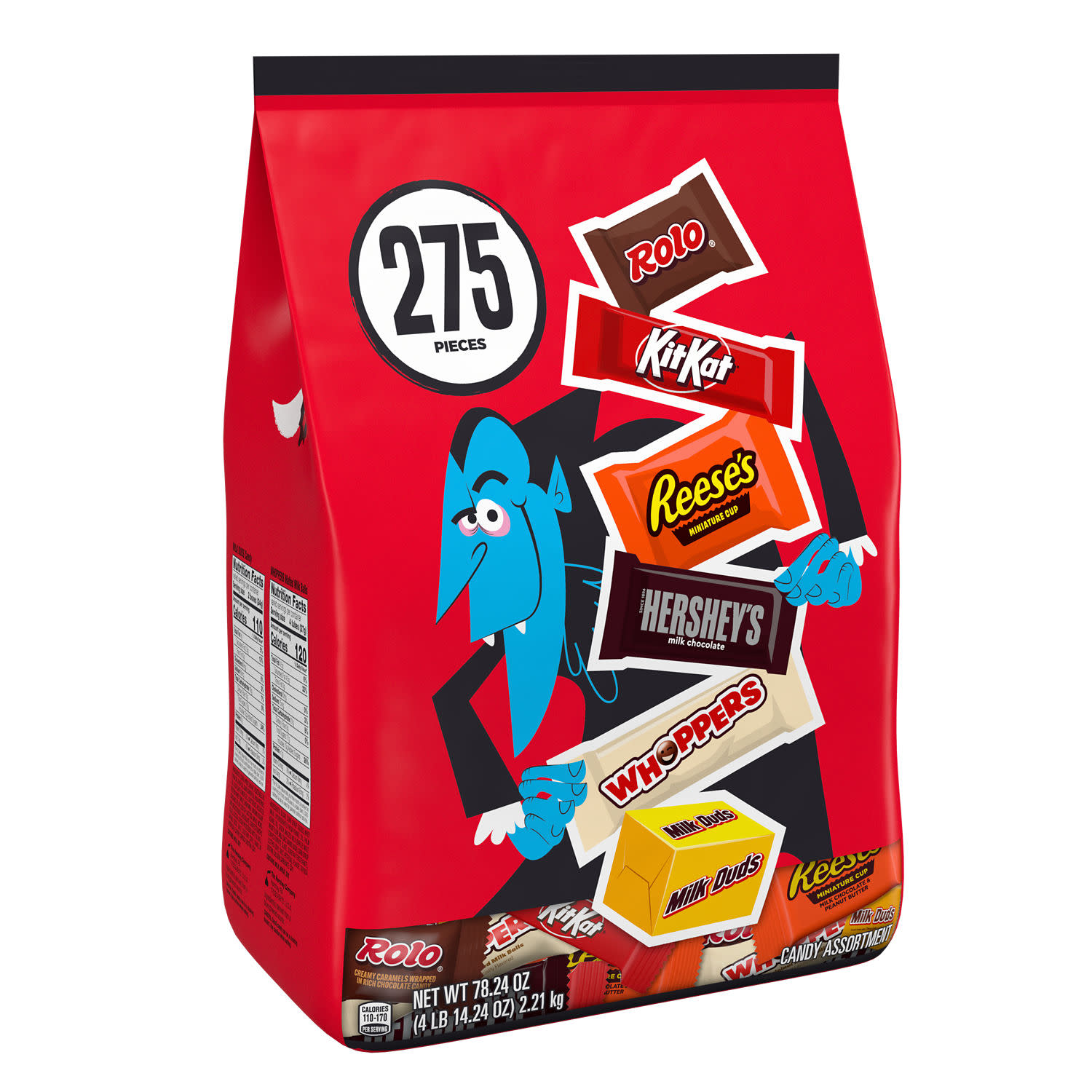 Hershey Surtido, Bolsa a Granel Variada de Caramelo de Halloween, 78.24 oz (275 Piezas)
