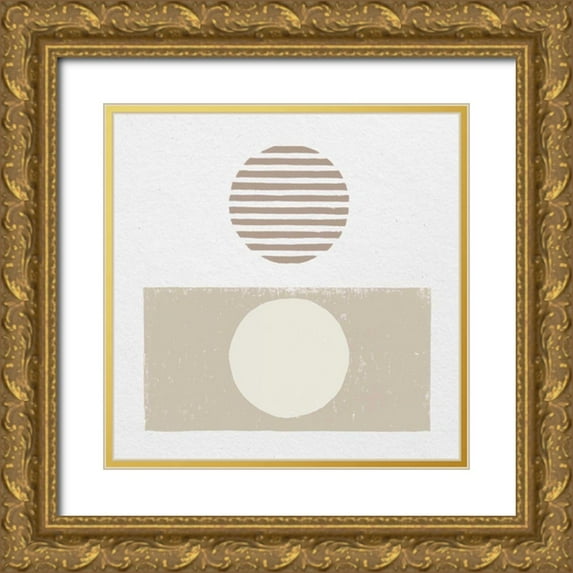 Hershey, Moira 12x12 Gold Ornate Wood Framed with Double Matting Museum Art Print Titled - Reflection II Neutral