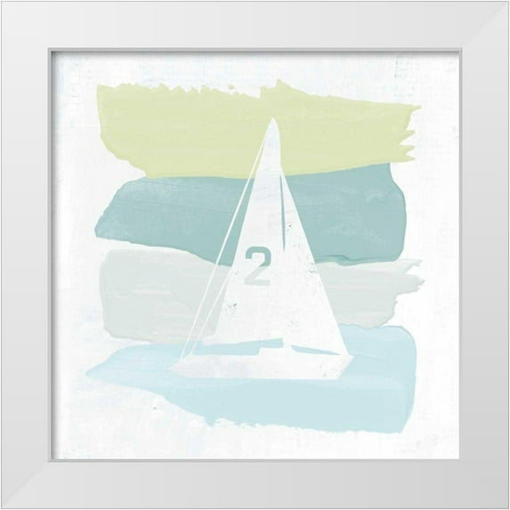 Hershey, Moira 12x12 White Modern Wood Framed Museum Art Print Titled - Seaside Swatch Sailboat
