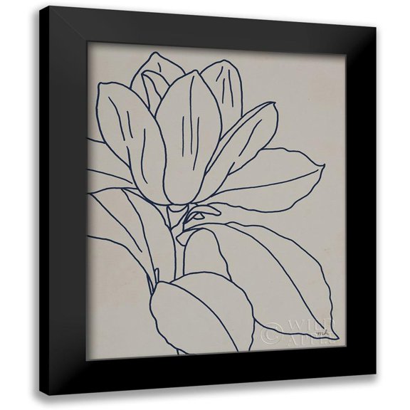 Hershey, Moira 12x14 Black Modern Framed Museum Art Print Titled - Magnolia Line Drawing v2 Gray Crop
