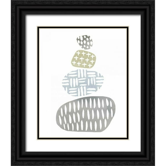 Hershey, Moira 12x14 Black Ornate Wood Framed with Double Matting Museum Art Print Titled - River Stones I