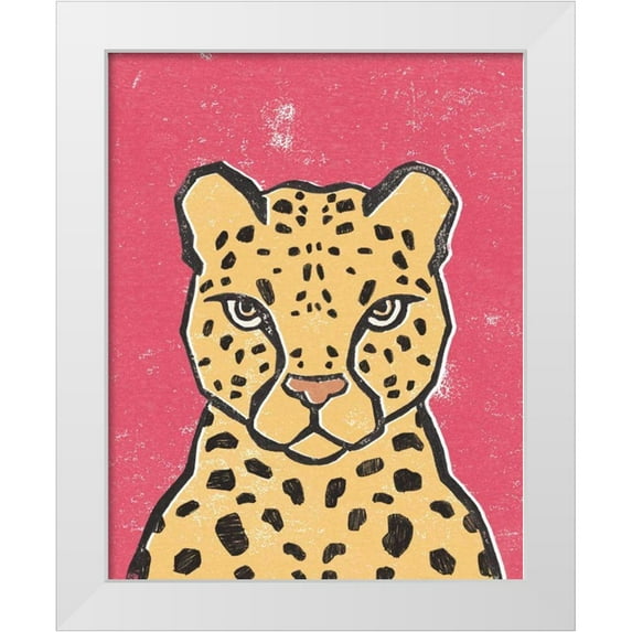 Hershey, Moira 12x14 White Modern Wood Framed Museum Art Print Titled - Jungle Cat Hot Pink