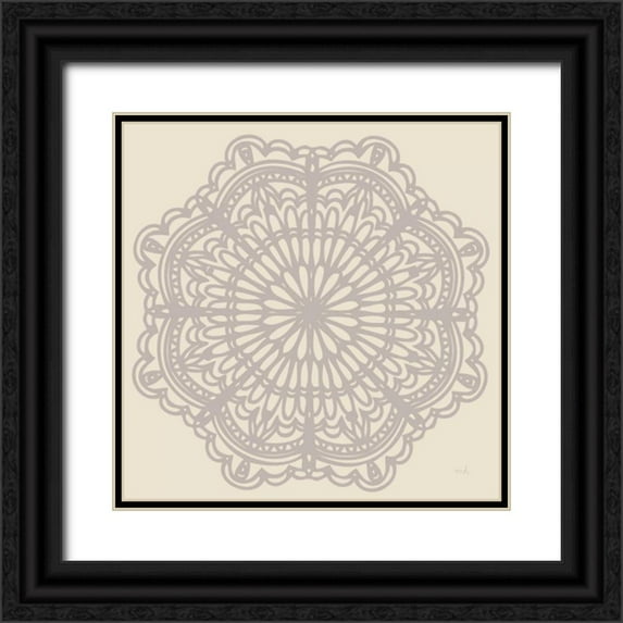 Hershey, Moira 15x15 Black Ornate Wood Framed with Double Matting Museum Art Print Titled - Contemporary Lace Neutral I