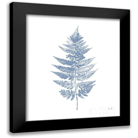 Hershey, Moira 15x17 Black Modern Framed Museum Art Print Titled - Fern Print I Blue No Shiplap