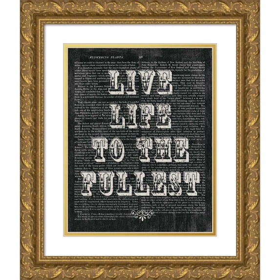 Hershey, Moira 15x18 Gold Ornate Wood Framed with Double Matting Museum Art Print Titled - Live Life Floral Chalk