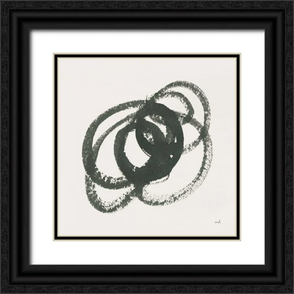 Hershey, Moira 20x20 Black Ornate Wood Framed with Double Matting Museum Art Print Titled - Scribbly Black IV