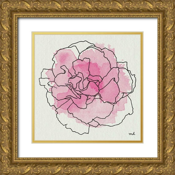 Hershey, Moira 20x20 Gold Ornate Wood Framed with Double Matting Museum Art Print Titled - Watercolor Floral III