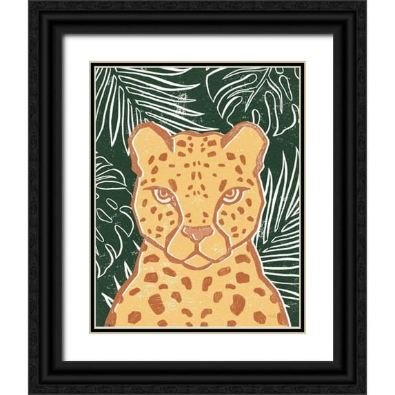 Hershey, Moira 20x24 Black Ornate Wood Framed with Double Matting Museum Art Print Titled - Jungle II Green