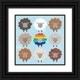thumbnail image 1 of Hershey, Moira 26x26 Black Ornate Wood Framed with Double Matting Museum Art Print Titled - Be Ewe Brown and Rainbow Sheep Sq, 1 of 4