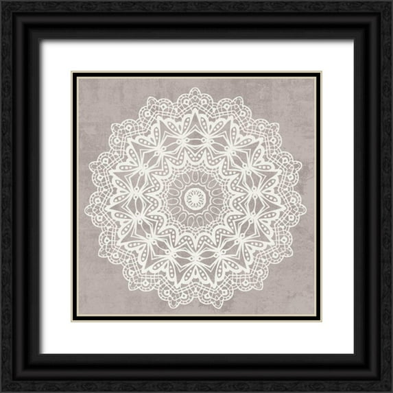 Hershey, Moira 26x26 Black Ornate Wood Framed with Double Matting Museum Art Print Titled - Contemporary Lace Neutral VI v2 Vintage