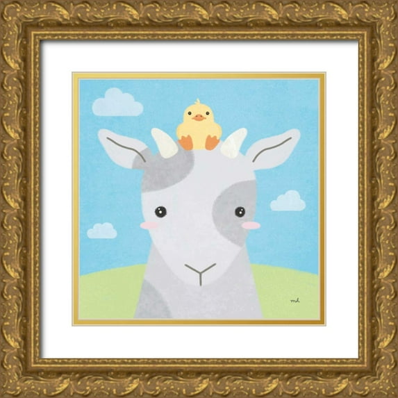 Hershey, Moira 26x26 Gold Ornate Wood Framed with Double Matting Museum Art Print Titled - Barn Buddies IV