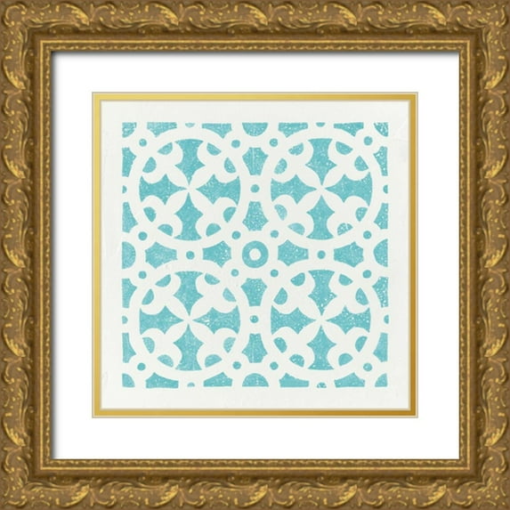 Hershey, Moira 26x26 Gold Ornate Wood Framed with Double Matting Museum Art Print Titled - Hacienda Tile V
