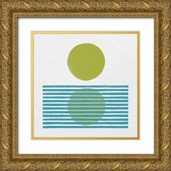 Hershey, Moira 26x26 Gold Ornate Wood Framed with Double Matting Museum Art Print Titled - Reflection I Green