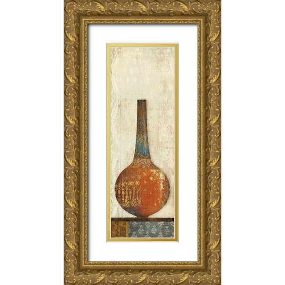 Hershey, Moira 9x18 Gold Ornate Wood Framed with Double Matting Museum Art Print Titled - Indian Vessels I v2